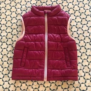 Young Dimension Maroon/Pale Pink Puffer Vest size 5/6